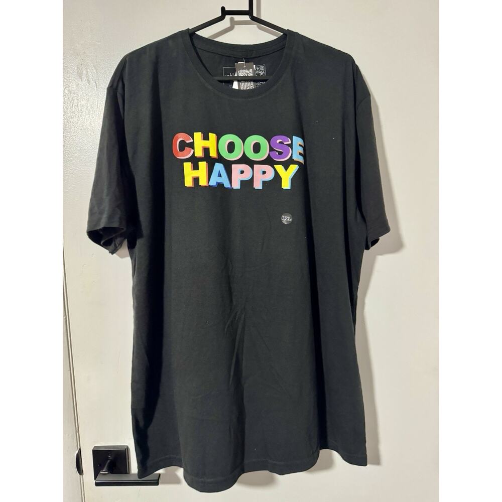 Phluid Project Mens TShirt Size XXL Choose Happy Black Short Sleeve Tee NEW